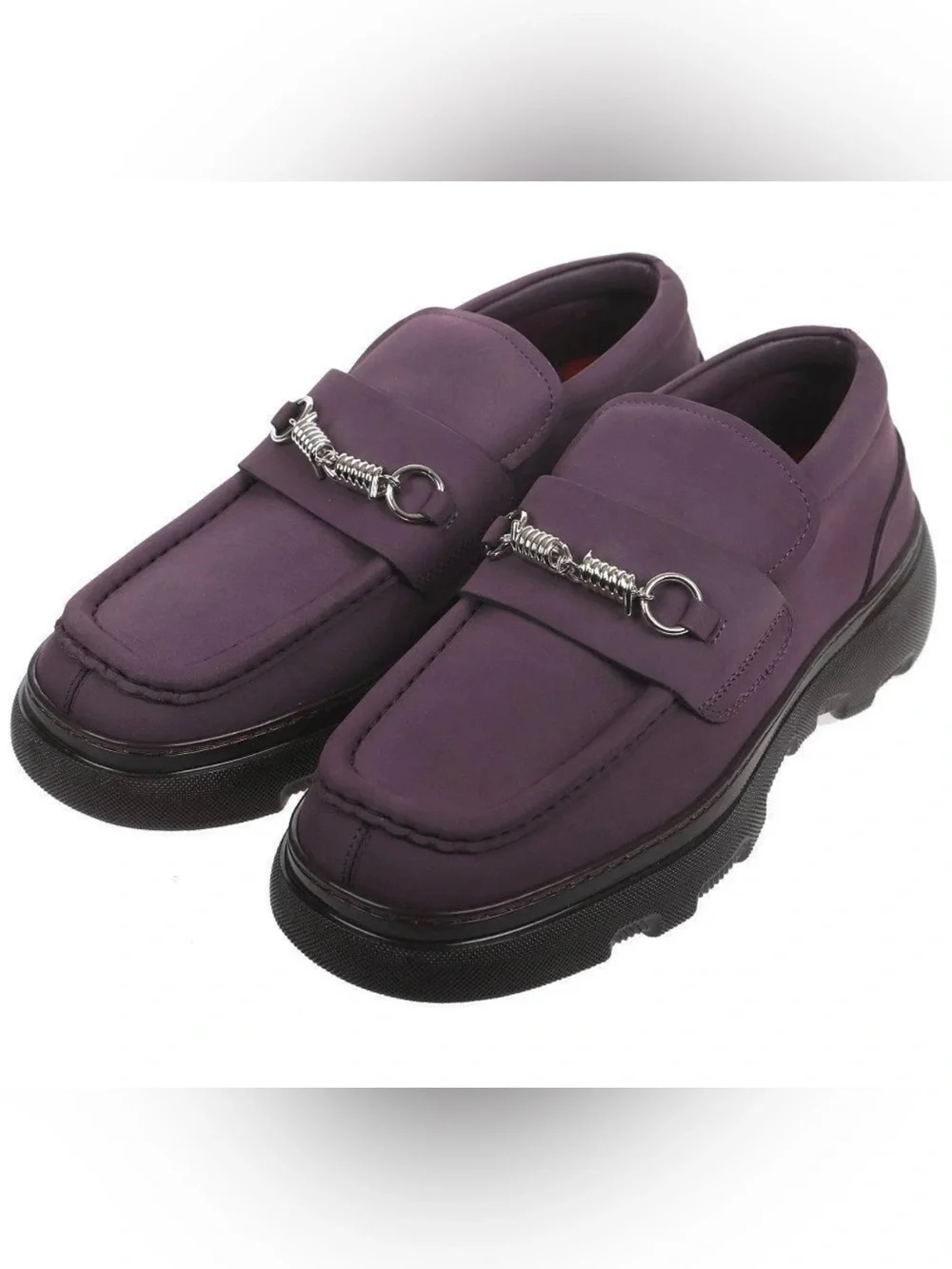 NEW BURBERRY MEN'S CREEPER WINTER SOLE AUBERGINE LEATHER LOFER SHOES 42/9